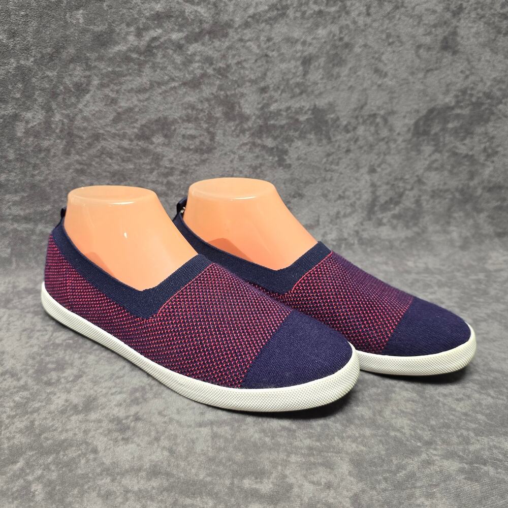 Nautica Dark Blue & Red Nautical Knit Flat Slip On Slide Sandal Shoe Women's